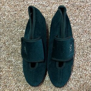 Women's Black Suede Velcro Strap Flats